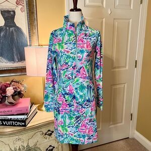 Lilly Pulitzer Skipper Popover Dress Size XS Salt in the Air Print NWOT